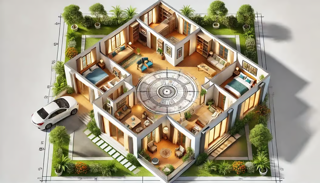 Vastu directional zoning diagram for a home plan