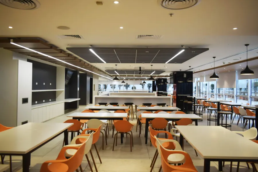 Completed cafeteria interior for Deutsche Bank